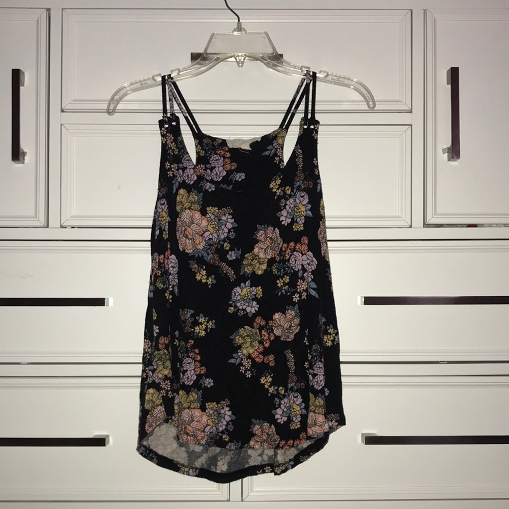 floral black tank top